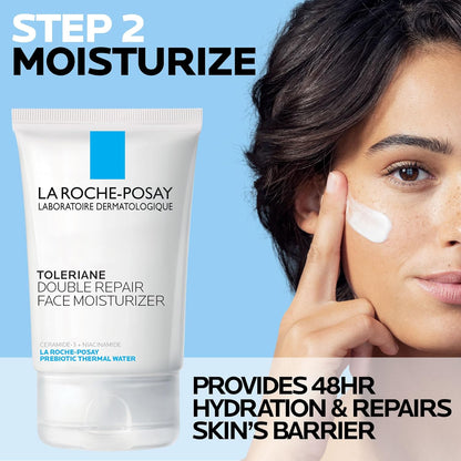Toleraine Skin Care Set, Double Repair Face Moisturizer 100Ml & Purifying Foaming Facial Cleanser 50Ml, Oil Free Moisturizer & Face Wash for Oily Skin, Formulated with Niacinamide