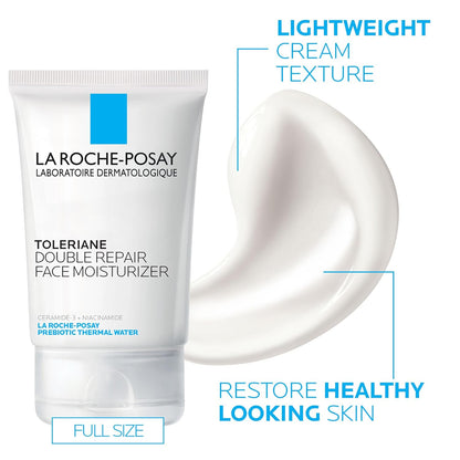Toleraine Skin Care Set, Double Repair Face Moisturizer 100Ml & Purifying Foaming Facial Cleanser 50Ml, Oil Free Moisturizer & Face Wash for Oily Skin, Formulated with Niacinamide