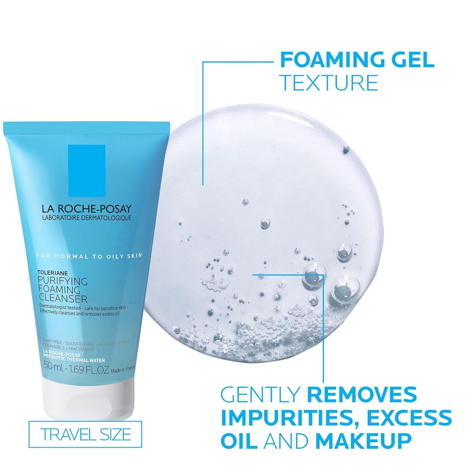 Toleraine Skin Care Set, Double Repair Face Moisturizer 100Ml & Purifying Foaming Facial Cleanser 50Ml, Oil Free Moisturizer & Face Wash for Oily Skin, Formulated with Niacinamide