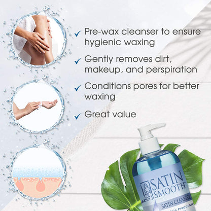 Pre Wax Cleanser - Antiseptic Formula for Pre Wax Hair Removal Skin Prep, Deep Cleansing & Irritation-Free Waxing, Afterwax Care, 16 Oz
