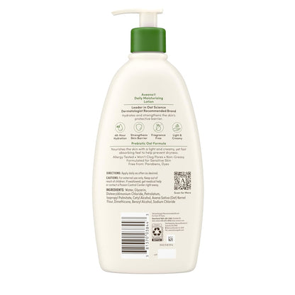Aveeno Daily Moisturizing Body Lotion for Normal to Dry Skin, Moisturizer with Soothing Prebiotic Oat, Non Greasy, Non Comedogenic, Fragrance Free Body Lotion for Women & Men, 18 Fl Oz